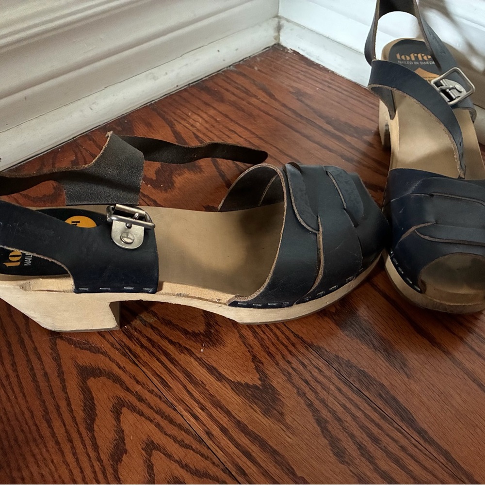 Leather Slingback Clog Sandals - Black